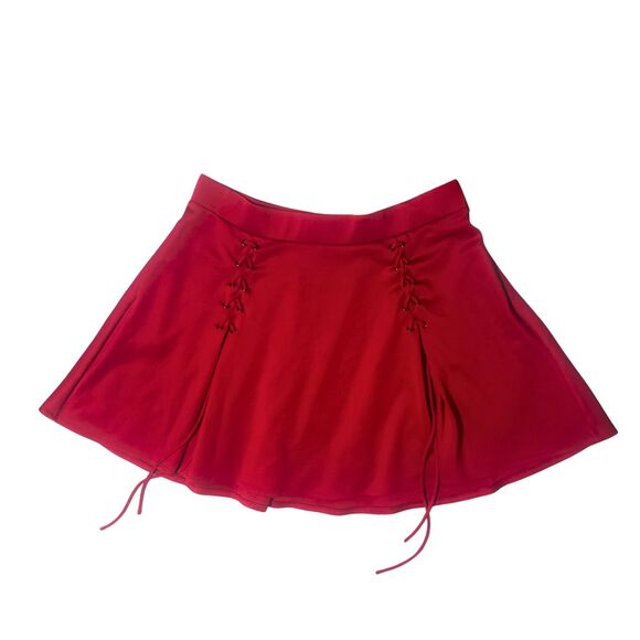 Red Hot Topic Plus Size 2X Emo Alt Scene Goth Coquette Lace Up Corset Mini Skirt - Picture 1 of 5